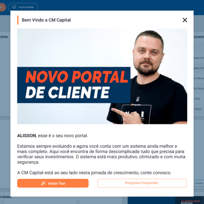 Experiência no aplicativo CM Capital