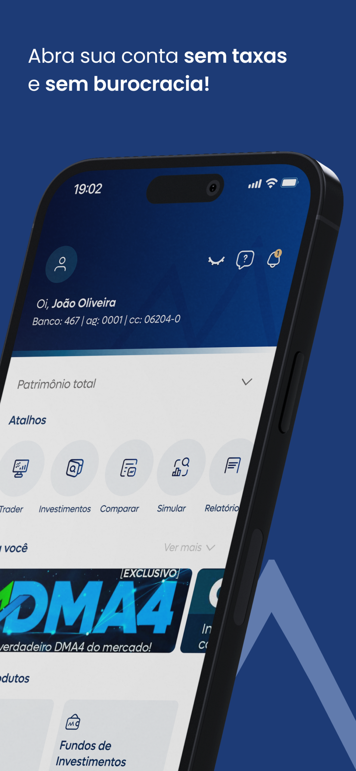 Tela inicial do app Master