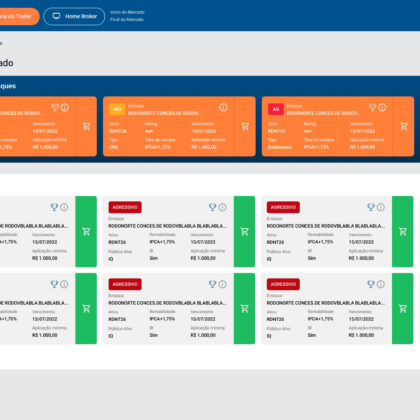 Dashboard _ Menu Investir _ Debentures _ Grid